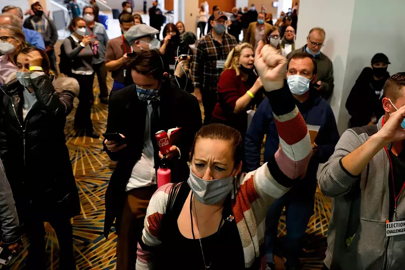 Supporters of President Donald Trump interrupted the ballot-counting process at Detroit's TCF Center on Nov. 4. - Devi Bones / Shutterstock.com
