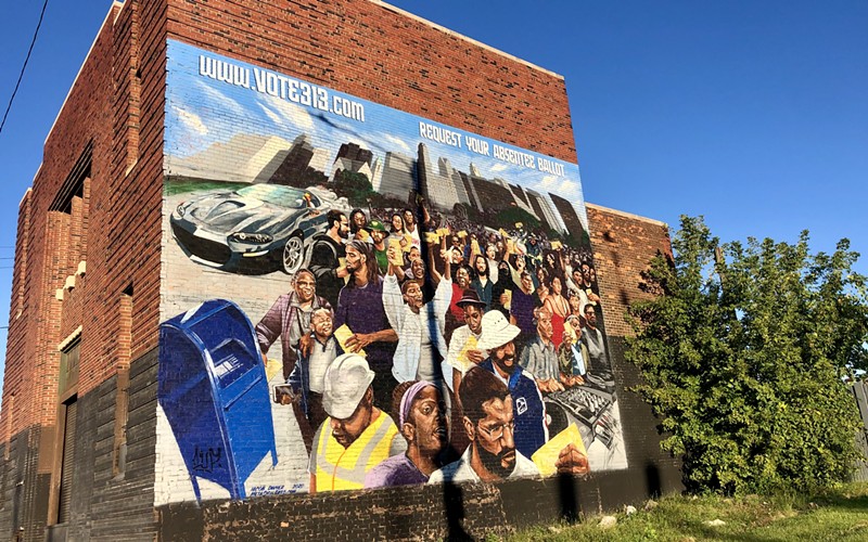 A mural in Detroit encourages voters to request their absentee ballots. - Steve Neavling