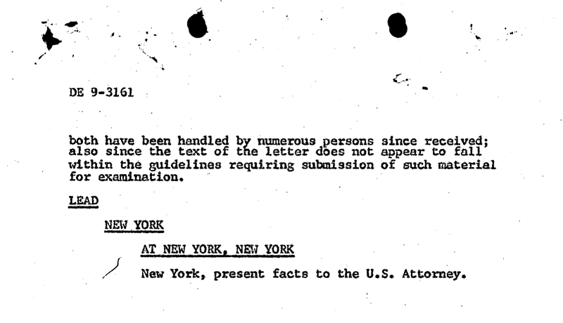 A man sent a disturbing handwritten letter stating to Franklin and her family, saying, “I’m still in charge of you … your advisors do not know the danger of neglecting what I’m saying.” - FBI