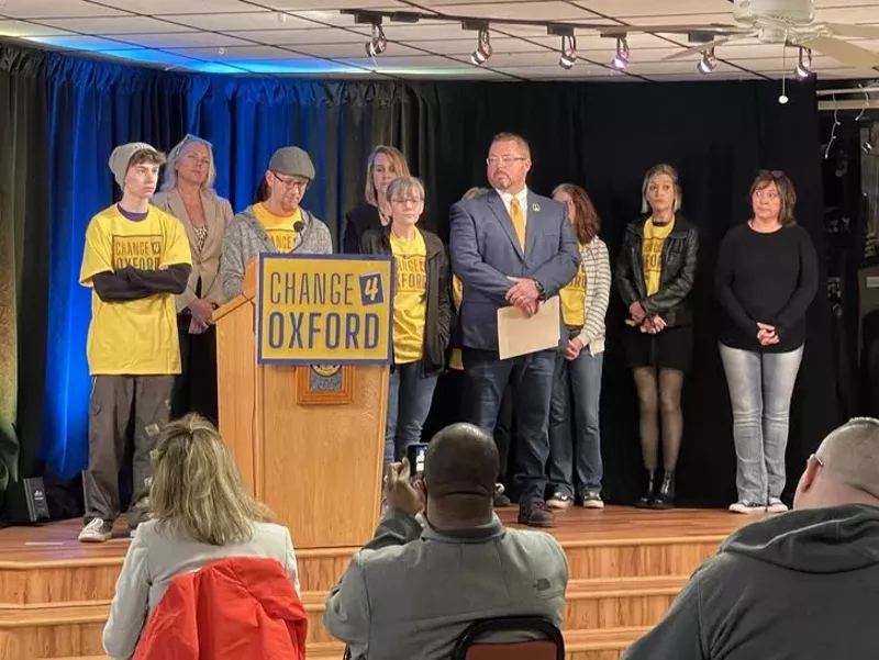 Oxford High School students and parents at a previous news conference announcing the lawsuit. - Grewal Law PLLC