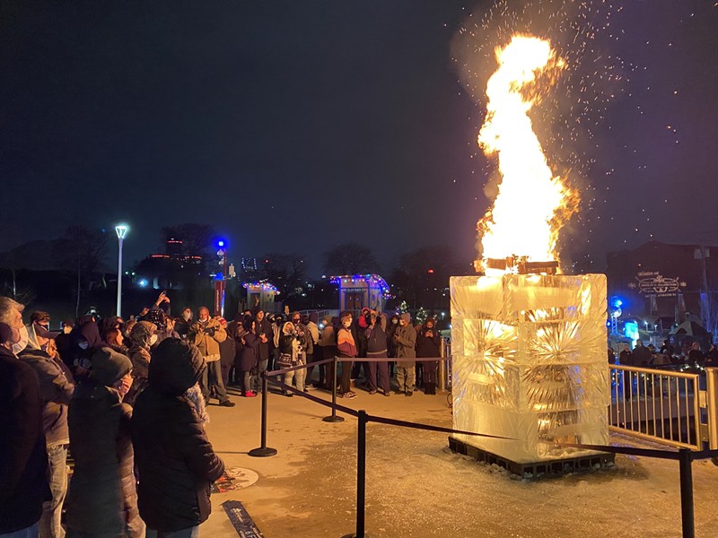 Ice and fire is a theme of one of the weekends at the Winter at Valade celebration along Detroit's riverfront. - Facebook/Detroit Riverfront