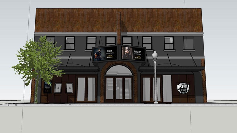 A rendering showing a new digital marquee that will be added to the outside of the District 142 building. - Courtesy of District 142
