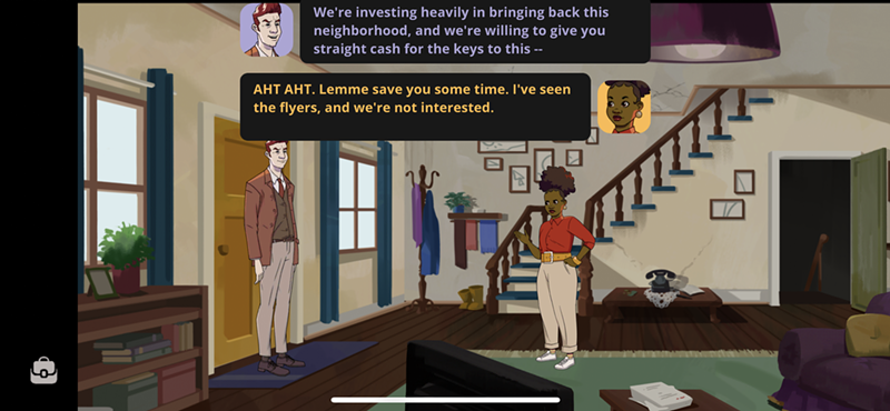 Dot’s Home tackles racist practices like redlining, so-called “urban renewal,” and gentrification as the player follows Dot’s journey. - Screenshot
