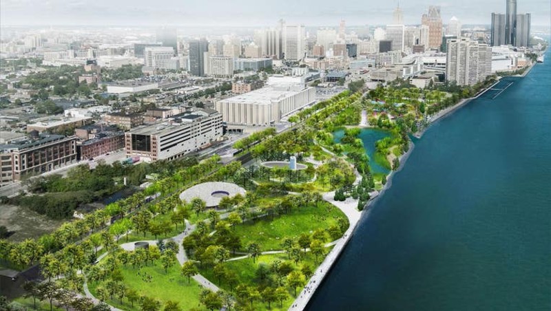 The 22-acre Ralph C. Wilson, Jr. Centennial Park will dramatically transform Detroit's west riverfront. - Huron-Clinton Metroparks