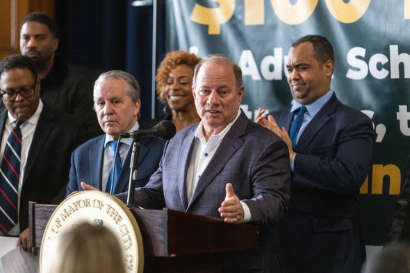 Mayor Mike Duggan discusses the Jump Start program at a news conference on Friday. - City of Detroit