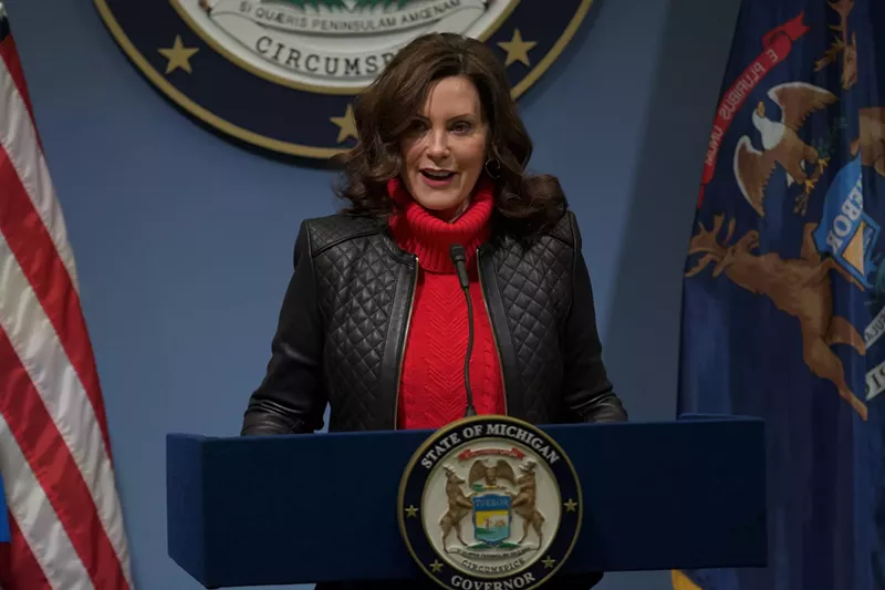 Gov. Gretchen Whitmer announces details of a tax relief plan alongside Senate Majority Leader Winnie Brinks and House Speaker Joe Tate during a press conference on Feb. 6, 2023. - Courtesy photo