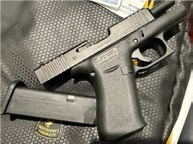 Handgun seized at Detroit Metropolitan Airport in 2022. - TSA