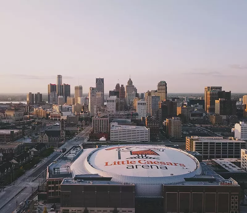 The Ilitches promise to construct or restore 10 buildings in the vicinity of Ilitch Village, their entertainment and sports ghetto stretching north up the Woodward corridor. - Shutterstock