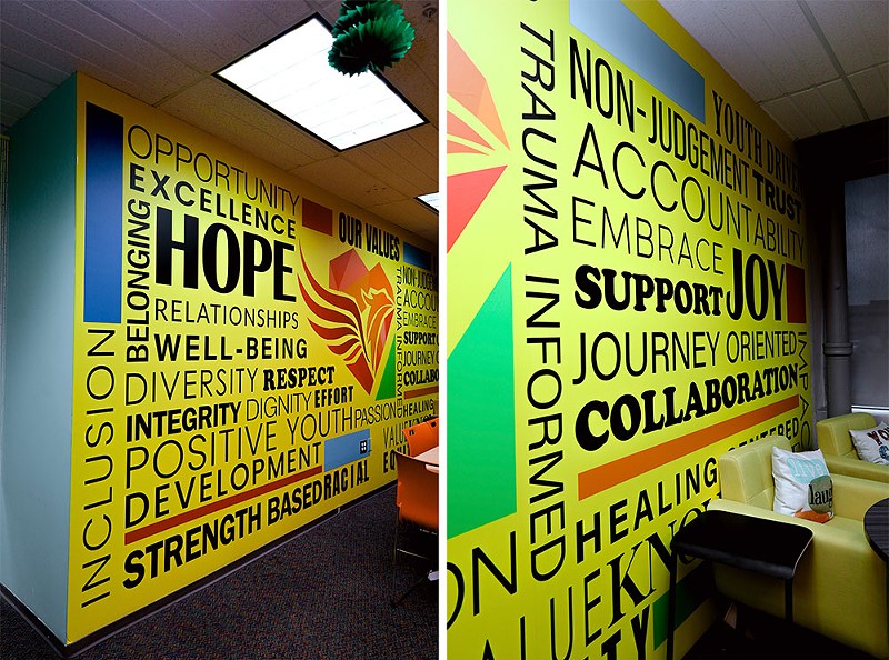Positive messages are emblazoned across one of the center’s walls. - se7enfifteen