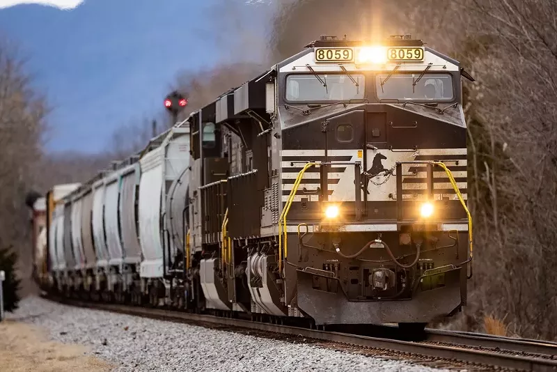A Norfolk Southern train. - Shutterstock