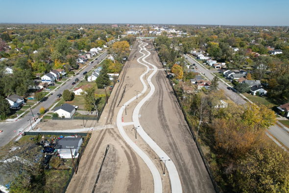 The Joe Louis Greenway is under construction and will connect 23 neighborhoods in the city to existing trails. - City of Detroit