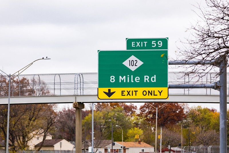 A sign for Eight Mile Road, Detroit’s famous border. - Shutterstock