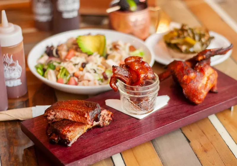 BBQ trio with turkey salad and greens. - Tom Perkins