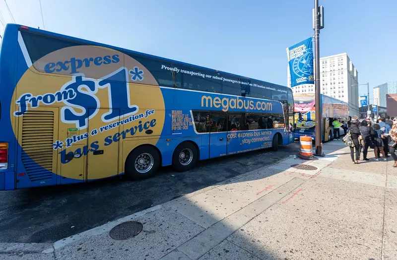 The double-decker Megabus connects cities across North America. - Shutterstock