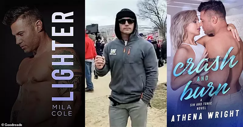 Logan Barnhart, a model who posed for romance novel covers, was sentenced to three years in prison for his role in the insurrection. - FBI and Createspace Independent Publishing Platform/Pure Passion Ink