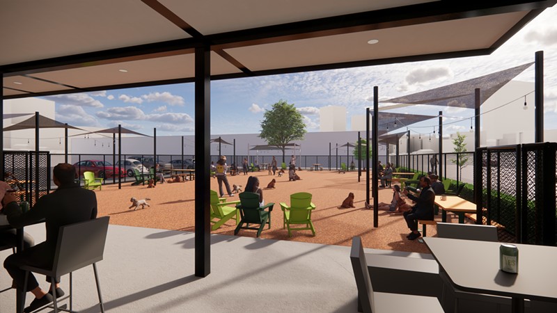 A rendering of the forthcoming Barkside dog park and beer garden. - Stucky Vitale Architects
