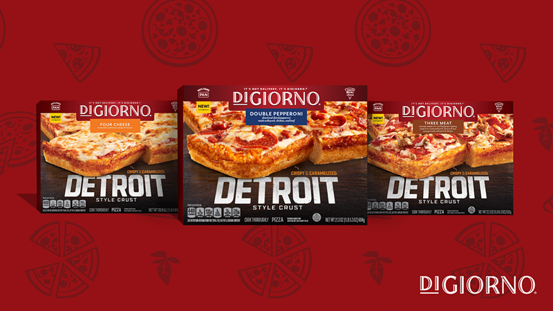 The packaging for DiGiorno’s new Detroit-style frozen pizzas. - Courtesy photo