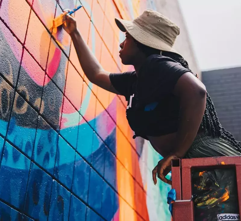 Sydney G. James created the BLKOUT Walls festival in 2021, featuring work from mostly artists of color around Detroit’s North End neighborhood. - Justin W. Milhouse