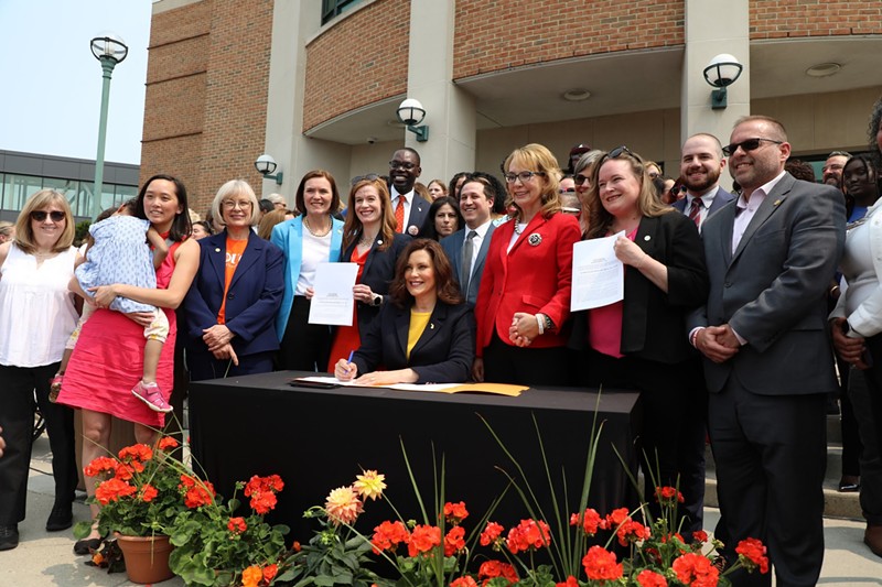 Gov. Gretchen Whitmer on Monday signed a set of bills aimed toward establishing gun safety reforms during a news conference in Royal Oak. - Whitmer administration