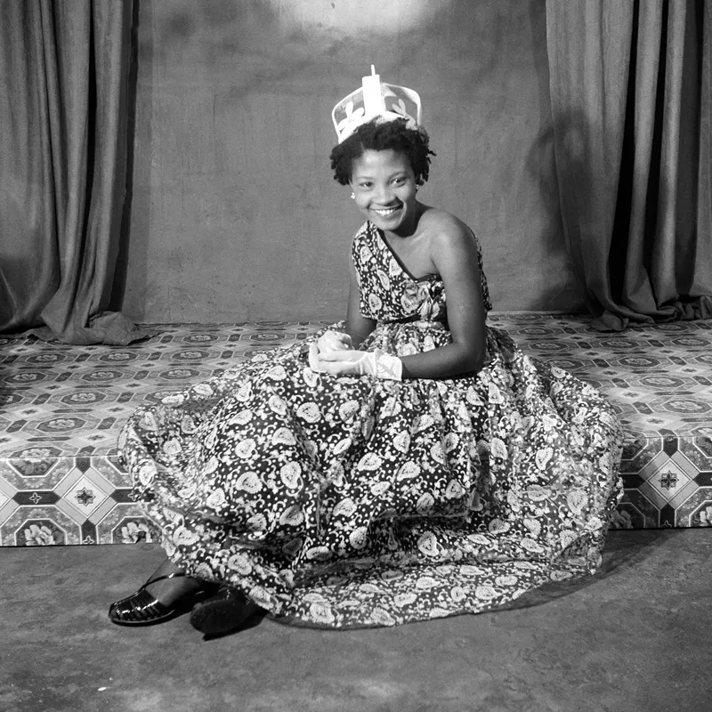 "Naa Jacobson as Ballroom Queen after fashion show" shot by James Barnor in 1955. - Courtesy of the Detroit Institute of Arts