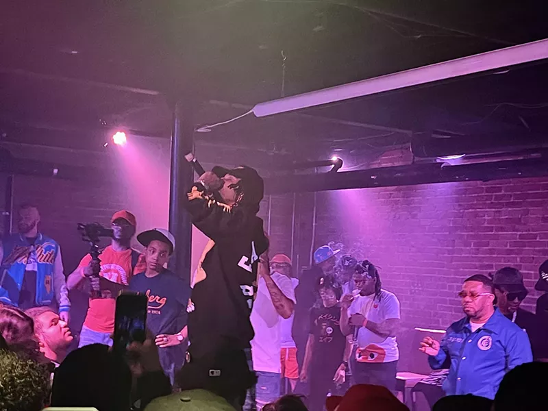 Detroit rapper Boldy James performs at the Shelter on Saturday, his first performance since he was hospitalized following a car accident. - Eli Day