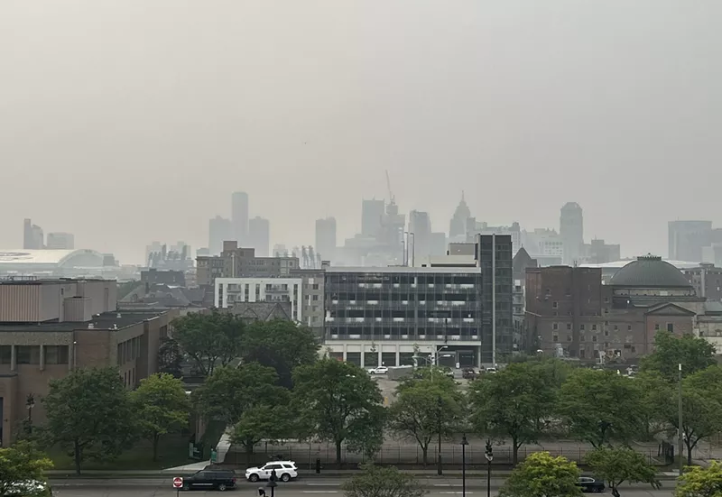 Canadian forest fires sent a layer of gray haze over the city of Detroit on Wednesday morning. - Steve Neavling