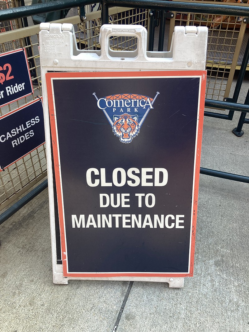 For several weeks, the carousel behind the grandstand at Comerica Park has been closed for repair. - Joe Lapointe