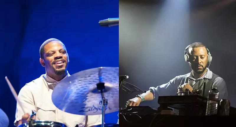 Detroit’s Karriem Riggins (left) and Madlib (right). - Randy Miramontez/Shutterstock and Wikimedia Commons