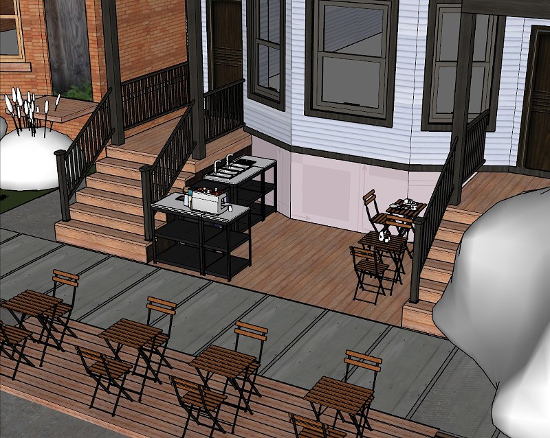 Rendering of outside patio plan for Encarnacion coffee shop in West Village. - Courtesy photo