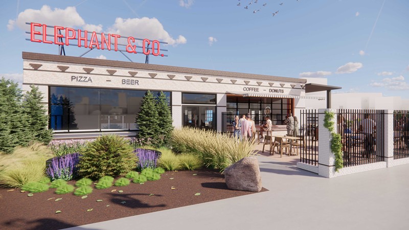 A rendering of the new Elephant & Co. space planned for 456 Charlotte St., Detroit. - Courtesy of Eastern Market Brewing Co.