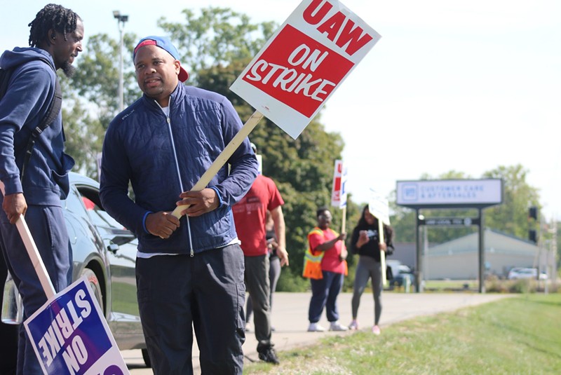 Employees join the picket line at General Motor’s Lansing Redistribution Center as the location was called to strike on September 22, 2023. - Anna Liz Nichols