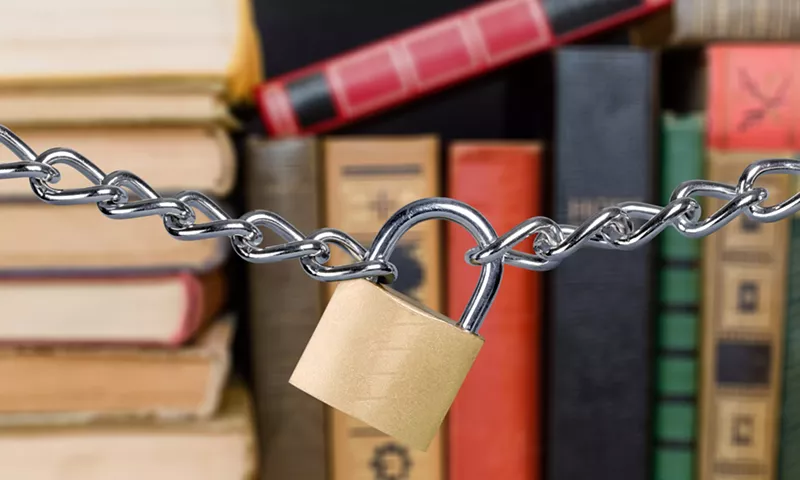 Book banning continues to increase in the United States. - Shutterstock