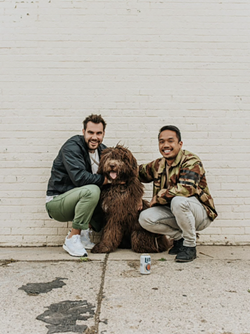 Owners Chris Stewart and Michael Suguitan with Lenny. - Hannah Symanzik