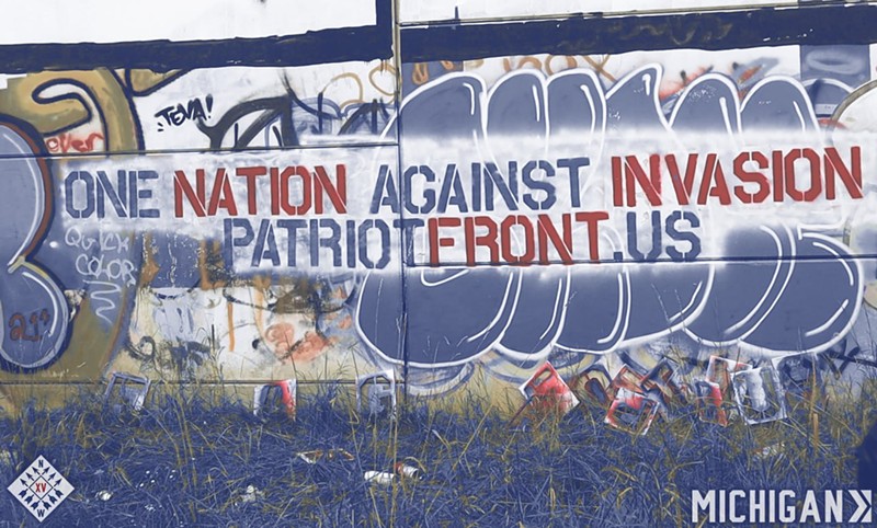 The Great Lakes Active Club spray-painted a wall in Grand Rapids in anti-immigration propaganda. - Telegram/Great Lakes Active Club