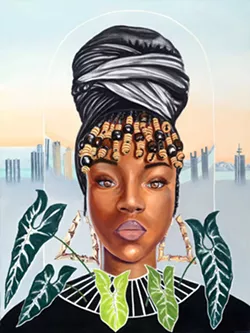 A portrait of Detroit activist Eradajere Oleita by Loralee Grace. - Loralee Grace