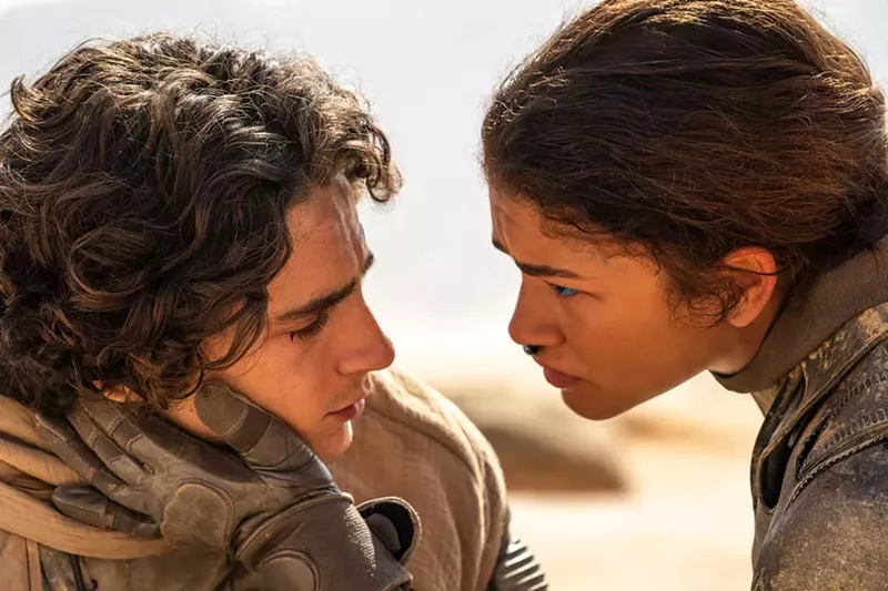 Paul (Timothée Chalamet) and Chani (Zendaya) explore their attraction. - Warner Bros.