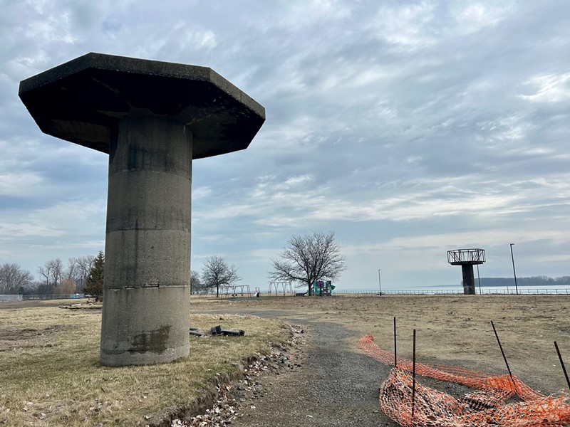 The base of two radar towers from a former Nike site at A.B. Ford Park in Detroit. - Steve Neavling