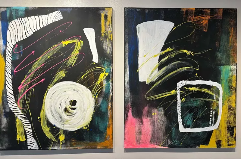 Abstract paintings by India Solomon on view at Detroit’s Norwest Gallery as part of Heavy Melanin. - Randiah Camille Green