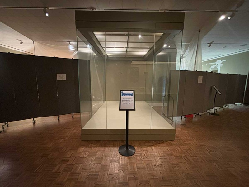 Empty display cases visible in the DIA’s Native American Galleries in February, 2024. - Randiah Camille Green