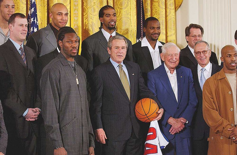 The 2004 National Basketball Association champions: from the Motor City to the White House. - Olivier Douliery/ABACA