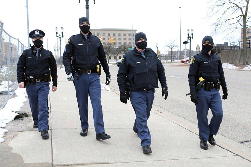 Michigan State Police on patrol in Lansing in 2021. - TT News Agency / Alamy Stock Photo