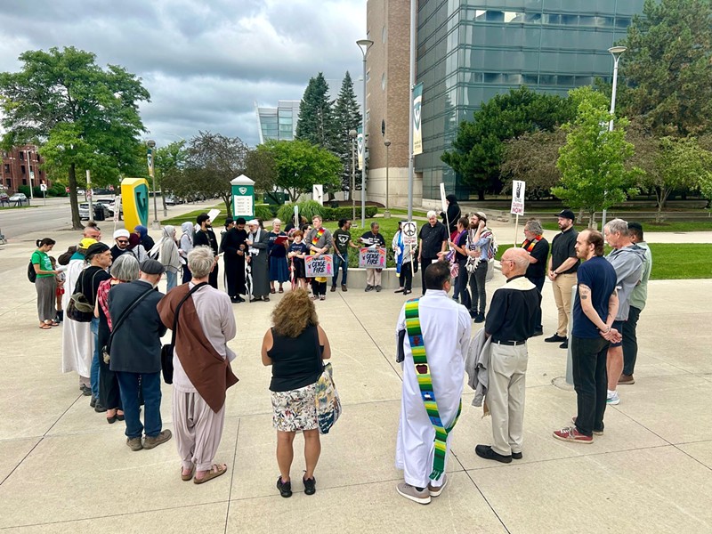 Interfaith leaders prayed for peace at Wayne State University. - Steve Neavling