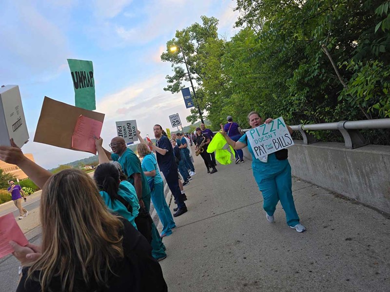 Workers held a picket outside University Hospital to protest worsening conditions. - United Michigan Medicine Allied Professionals