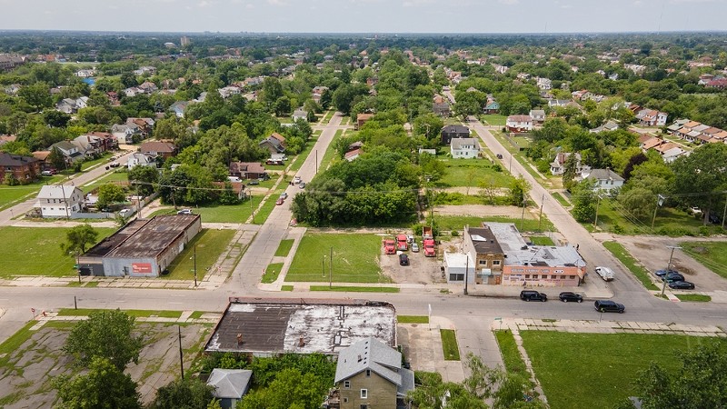 An ariel view of Detroit's Dexter-Linwood neighborhood. - Shutterstock