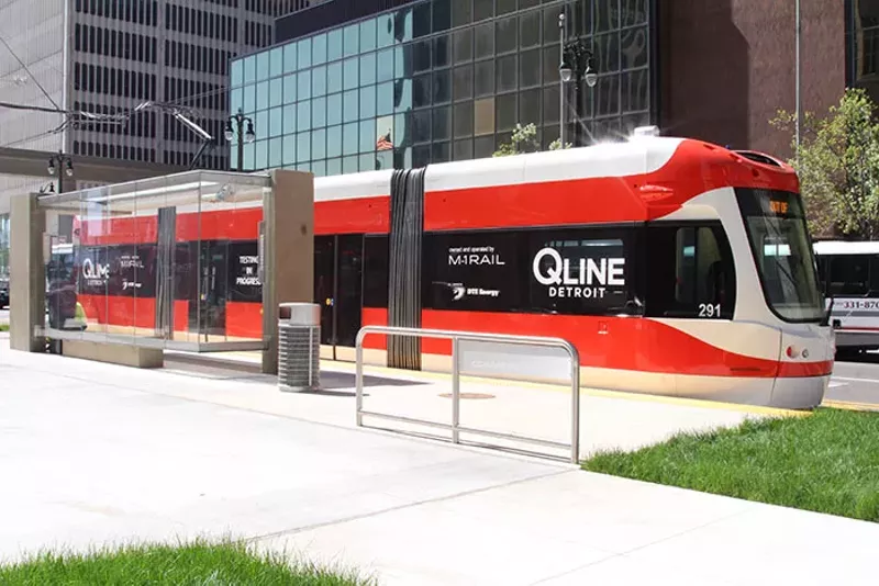 Detroit's new QLine streetcar, which will open to the public Friday. - Sarah Rahal