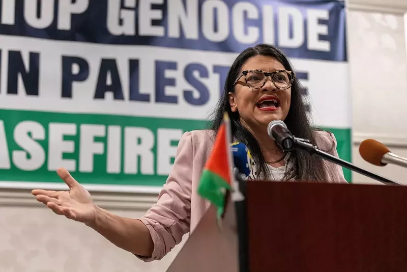 U.S. Rep. Rashida Tlaib speaking in Dearborn in February. - Shutterstock