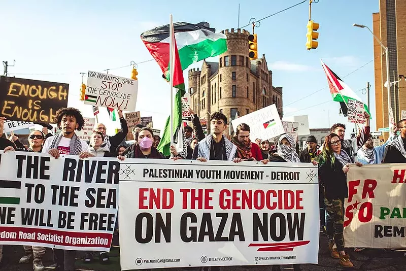 Pro-Palestinian activists march in Detroit. - Viola Klocko