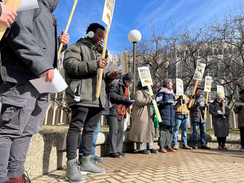 The Graduate Employees Organizing Committee at Wayne State University held a rally in January. - Courtesy of Graduate Employees Organizing Committee