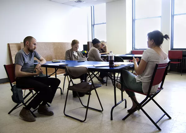 United Community Housing Coalition Tax Foreclosure Prevention Project Coordinator Michele Oberholtzer trains volunteers before they canvas tax-foreclosed homes. - Violet Ikonomova