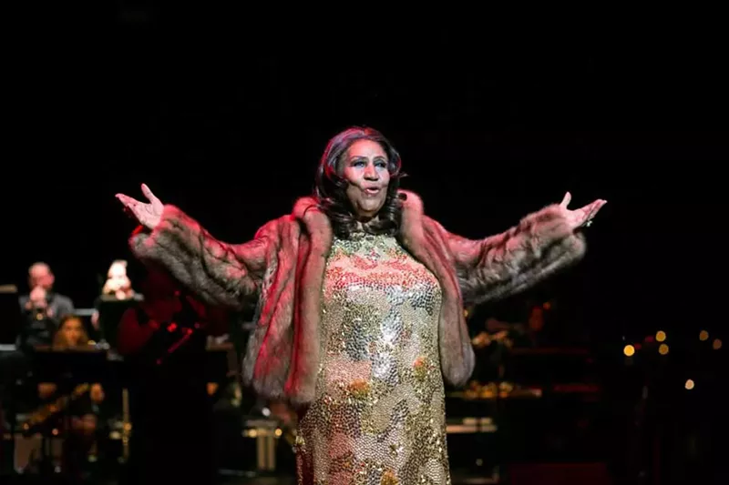 Aretha Franklin performs at then-Chene Park in 2015. - Reggie Burks